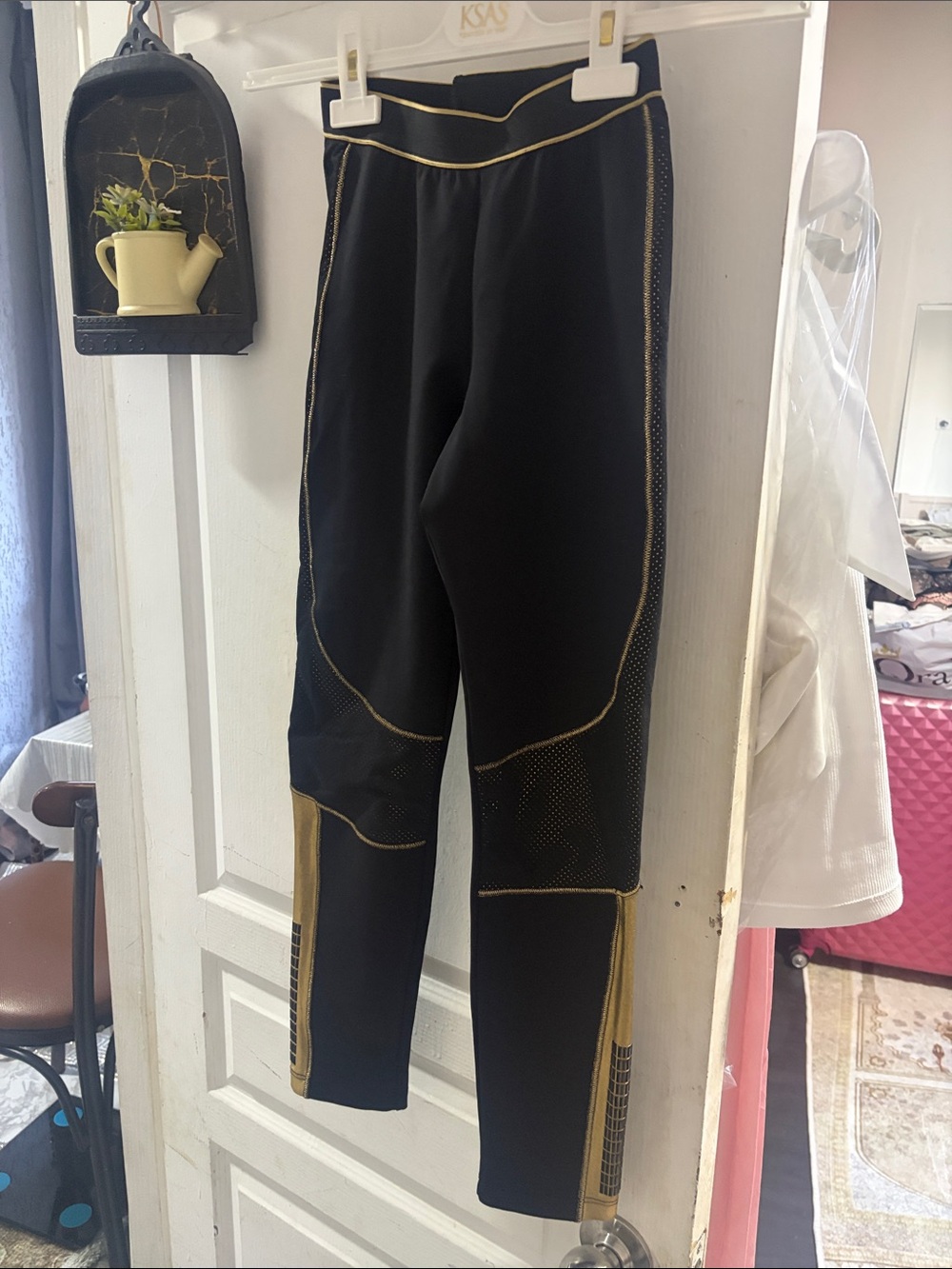 Roberto Cavalli Black Pants with Gold Trim